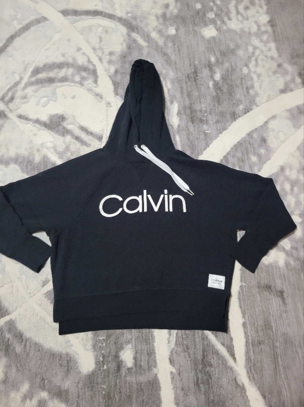 Calvin Klein Black Hoodie with White Logo Size M